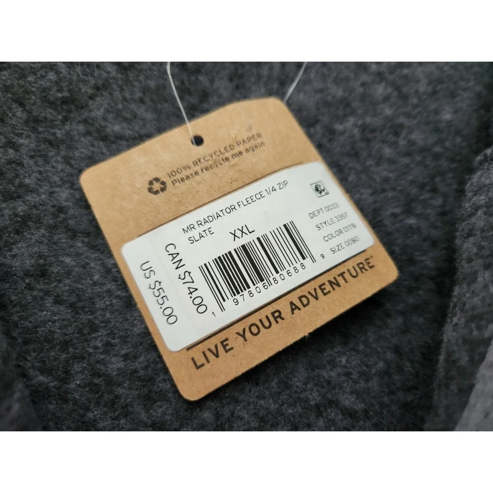 Eddie Bauer 1/4 Zip Pullover Fleece Sweater Mens 2XL XXL Slate Gray NWT New